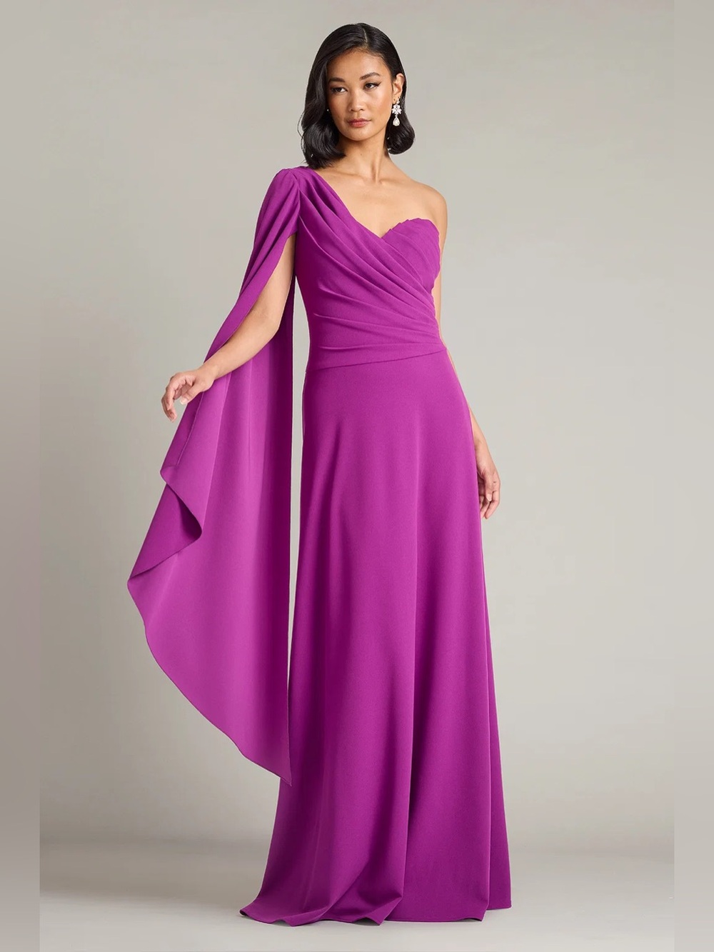TADASHI SHOJI - ALNEY CASCADING CAPE SLEEVE GOWN